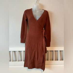 Abercrombie & Fitch Rust brown Long Sleeve Wrap sweater Dress S